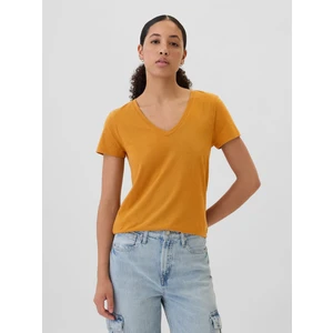 Kadın Turuncu Favorite V Yaka T-Shirt