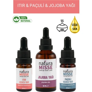 Jojoba Yağı 50 ml Itır Uçucu Yağı 10 ml Paçuli Uçucu Yağı 10 ml %100 Saf Doğal