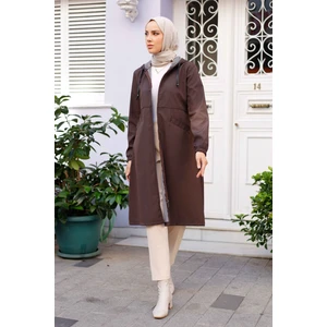 Pamuk Butik Kadın Büzgü Detaylı Cepli Trençkot -PMK334