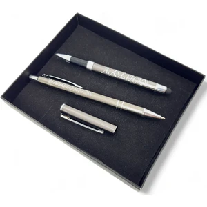 Isme Özel 2'li Metal Tükenmez Kalem Seti Touchpad ve Normal Tükenmez Kalem Hediyelik Set