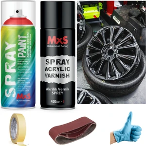 Piano Black Jant Seti Sprey + Vernik 400 ml + Zımpara + Bant + Eldiven