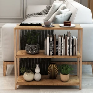 Jest Dekor Konsept Melis Atlantik Çam 3 Raflı Çok Amaçlı Ahşap Yan Sehpaontaj