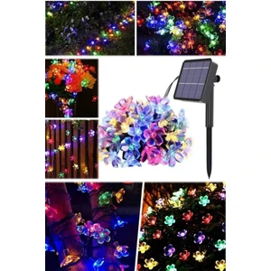6 Metre 30 LED Çiçek Solar Lamba Güneş Enerjili Rgb Renkli Işık Bahçe Aydınlatma Parti Süs Lambası