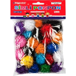 | Simli Ponpon, El Işi Projeleri Için Uygun Yün Ponpon Seti, 5 Cm, 10 Farklı Renk, 25'li Poşet