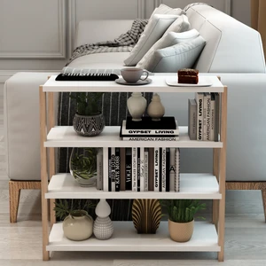 Jest Dekor Konsept Helsa Beyaz 4 Raflı Ahşap Yan Sehpa