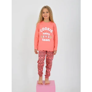 Kız Çocuk Uzun Kollu %100 Pamuklu Pijama Takımı Cookie Team