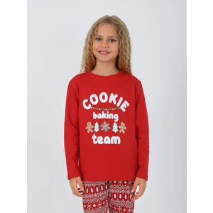 Kız Çocuk Uzun Kollu %100 Pamuklu Pijama Takımı Cookie Team