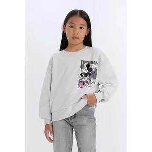Kız Çocuk Disney Mickey & Minnie Relax Fit Bisiklet Yaka Sweatshirt D3116A824WN
