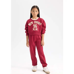 Kız Çocuk 2'li Takım Baskılı Sweatshirt Üst Beli Lastikli Jogger Eşofman Altı D4867A824WN