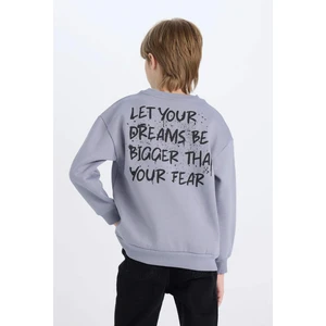 Erkek Çocuk Oversize Geniş Kalıp Bisiklet Yaka Sırt Baskılı Sweatshirt D7076A824WN