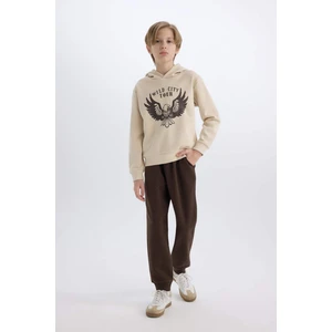 Erkek Çocuk 2'li Takım Kapüşonlu Baskılı Sweatshirt Beli Lastikli Eşofman Altı E1931A824CW