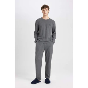 Pijama Takımı Bisiklet Yaka Baskılı Uzun Kollu Üst Uzun Alt D0945AX24WN