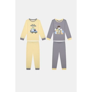 Pamuklu Erkek Çocuk Travel 2li Çok Renkli Pijama Takımı