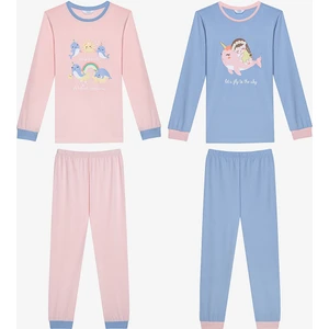 Pamuklu Kız Çocuk Sky 2li Çok Renkli Pijama Takımı