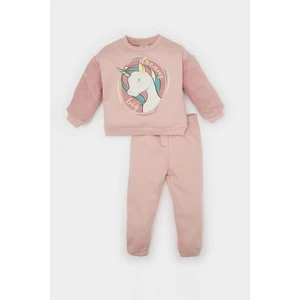Kız Bebek 2'li Takım Unicorn Baskılı Bisiklet Yaka Sweatshirt Eşofman Altı B3097A524AU