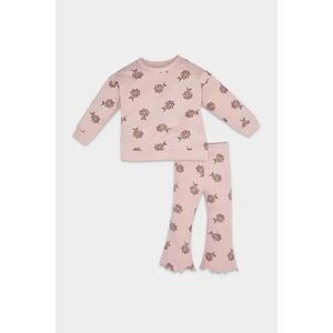 Kız Bebek 2'li Takım Çiçekli Bisiklet Yaka Sweatshirt İspanyol Paça Tayt D1678A524WN