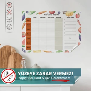 Pi Papers Haftalık Yemek Menüsü Planlayıcı, Buzdolabı Yazı Tahtası, Yapışkansız Tutunan Statik Akıllı Kağıt
