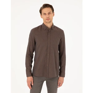Pierre Cardin Erkek Kahverengi Slim Fit Uzun Kollu Gömlek 50292248-VR029