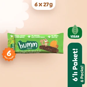 Humm Organic Organik Vegan Kayısılı ve Fındıklı Yulaf Bar Atıştırmalık Paketi 6 Adet