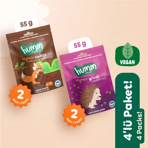 Humm Organic Organik Vegan Tatlı Kurabiye & Tuzlu Grissini Atıştırmalık Paketi 4 Adet 2 Çeşit