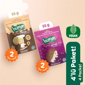 Humm Organic Organik Vegan Tuzlu Grissini & Tatlı Kurabiyeler Atıştırmalık Paketi 4 Adet 2 Çeşit