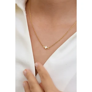 Altın Kesesi 14 Ayar Altın Beyaz Yoncalı Kolye