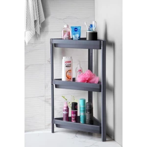 Mithra Life 3 Katlı Üçgen Plastik Gri Banyo Mutfak Rafı MIT1061