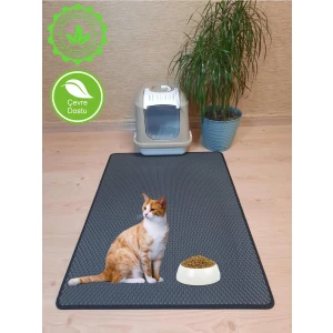 75 x 100 cm 5xl Büyük Boy Kedi Tuvalet Önü Paspası Kedi Kumu Paspası Kedi Matı Koyu Gri
