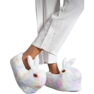 Peluş Tavşan Figürlü Kaymaz ve Ses Yapmaz Ev Panduf PUDRA - MAVİ