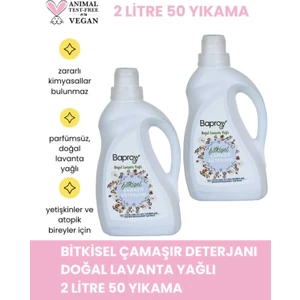 Bitkisel Çamaşır Deterjanı 2 Litre Doğal Lavanta Kokulu (50 Yıkama)