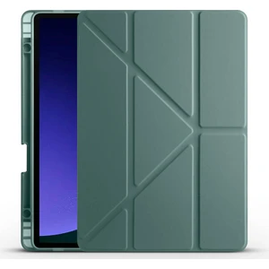 Samsung Galaxy Tab S9 Uyumlu Tablet Kılıfı Tri Folding Kalem Bölmeli Standlı Kılıf, Koyu Yeşil