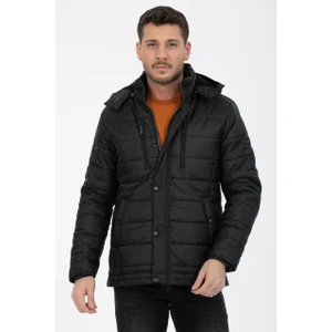 Erkek Kapüşonlu Içi Polarlı  Polyester Şişme Mont
