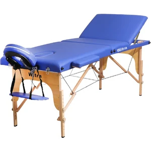 3 Parçalı Mavi Katlanıp Kolayca Taşıma ve Depolama Yapılabilen Çantalı Masaj Yatağı
