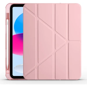 Apple iPad 10.9 2022(10.NESIL) Uyumlu Tablet Kılıf Tri Folding Kalem Bölmeli Kılıf, Rose Gold
