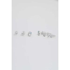 So CHIC Minimal 18 Ayar Beyaz Altın Kaplama Gümüş Çoklu Küpe