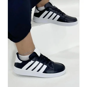 Cilt Günlük Rahat Sneaker-Siyah-Beyaz