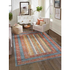 Konfor Halı Antik 1111 Klasik Vintage Salon Halısı Renkli Retro Mutfak Halısı Tozumaz İnce Makine Halısı 80x150