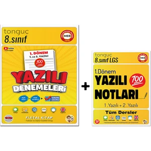 Tonguç Akademi 8. Sınıf Yazılı Notları 1. Dönem 1 ve 2. Yazılı - 8. Sınıf Yazılı Denemeleri 1. Dönem 1 ve 2. Yazılı 2'li Set