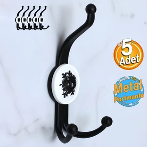 5 Adet Boncuk Siyah Dolap Askılık Askılığı Banyo Mutfak Askısı Duvar Kapı Elbise Kıyafet Vestiyer