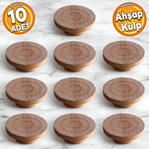 Ahşap Kulp Düğme Çiçek Desenli Çocuk Odası Çekmece Mutfak Mobilya Dolap Kulpları 10 Adet