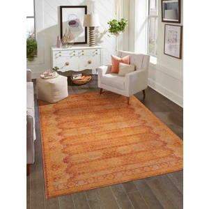 Konfor Halı Antik 1115 Klasik Vintage Salon Halısı Turuncu Retro Mutfak Halısı Tozumaz İnce Makine Halısı 80x150