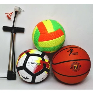 Profesyonel Futbol Topu Voleybol Topu Basketbol Topu Seti + Kaliteli Pompa