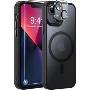 iPhone 13 Kılıf Manyetik Şarj Tpu Mat Exl Kapak + Ekran Koruyucu ve Kamera Koruyucu