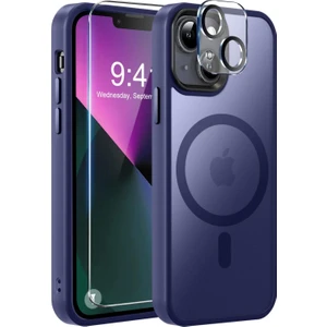 iPhone 13 Kılıf Manyetik Şarj Tpu Mat Exl Kapak + Ekran Koruyucu ve Kamera Koruyucu