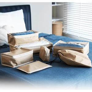 Premium 7'li Karamel Valiz Düzenleyici Bavul Içi Organizer Set Seyahat Hurcu