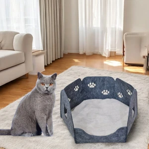 Next Craft Kedi Yatağı Yuvası Evi Minderli Taşınabilir 3 mm Keçe Altıgen Tasarım (Yuva+Minder)