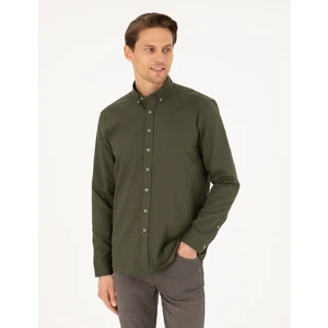 Pierre Cardin Erkek Haki Regular Fit Uzun Kollu Gömlek 50292553-VR027