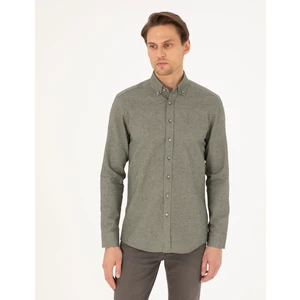 Pierre Cardin Erkek Haki Slim Fit Uzun Kollu Gömlek 50293756-VR027