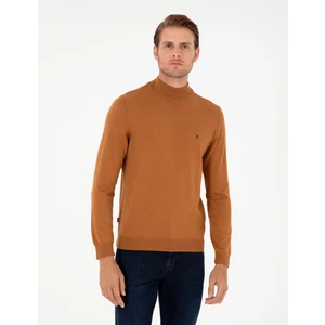 Pierre Cardin Erkek Kahverengi Slim Fit Yarım Balıkçı Yaka Basic Triko Kazak 50296614-VR163