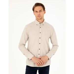 Pierre Cardin Erkek Bej Regular Fit Uzun Kollu Gömlek 50292106-VR011